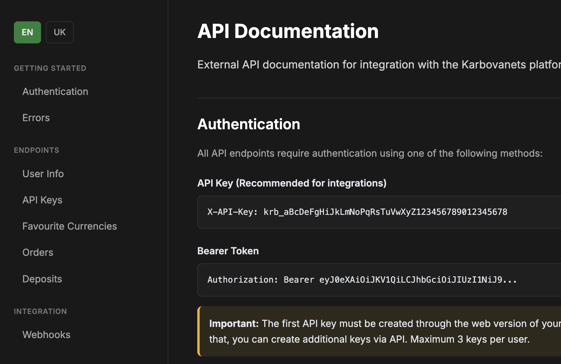 API documentation